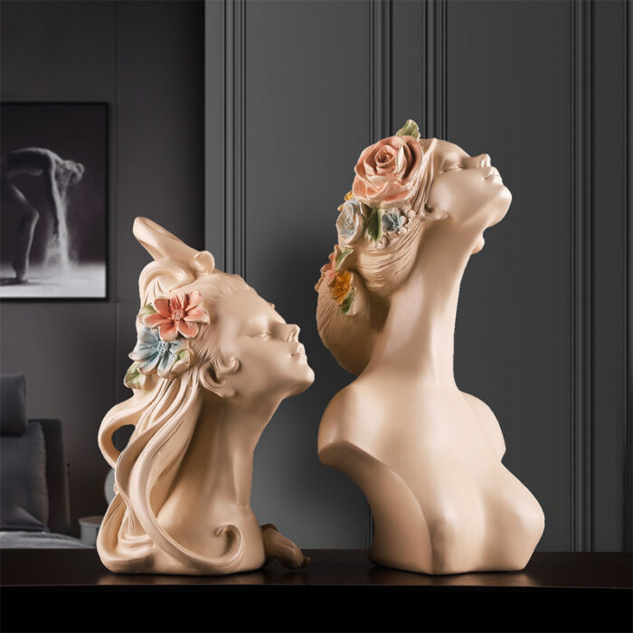 Flower Hair Girl Nordic Sculpture Ornament Resin - Image 7