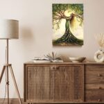 Room Decor 1pc Tree Of Life Canvas Art Print, Wooden Framed Nature-Inspired Wall Decor For Living Room, Bedroom, Office, Cafe - Unique Gift Idea, Creative Home Decoration--Selling On Temu Is Prohibite - Image 2