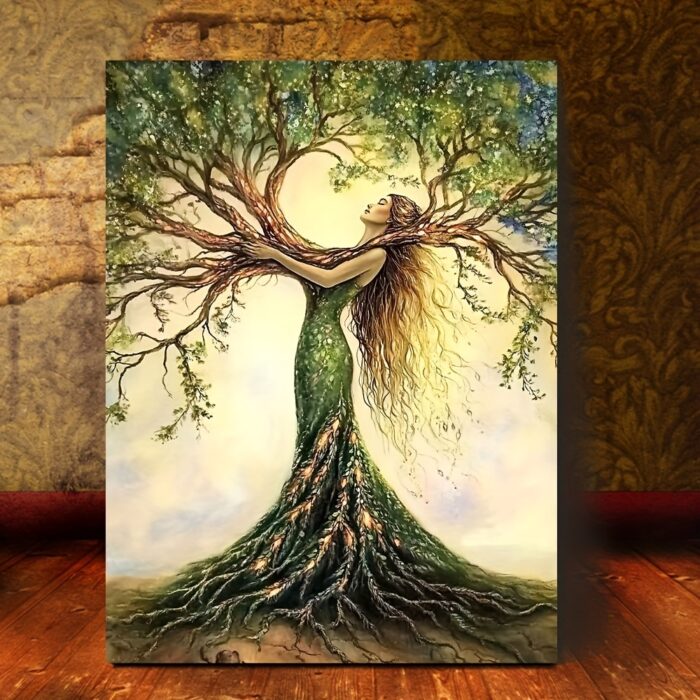 Room Decor 1pc Tree Of Life Canvas Art Print, Wooden Framed Nature-Inspired Wall Decor For Living Room, Bedroom, Office, Cafe - Unique Gift Idea, Creative Home Decoration--Selling On Temu Is Prohibite - Image 1