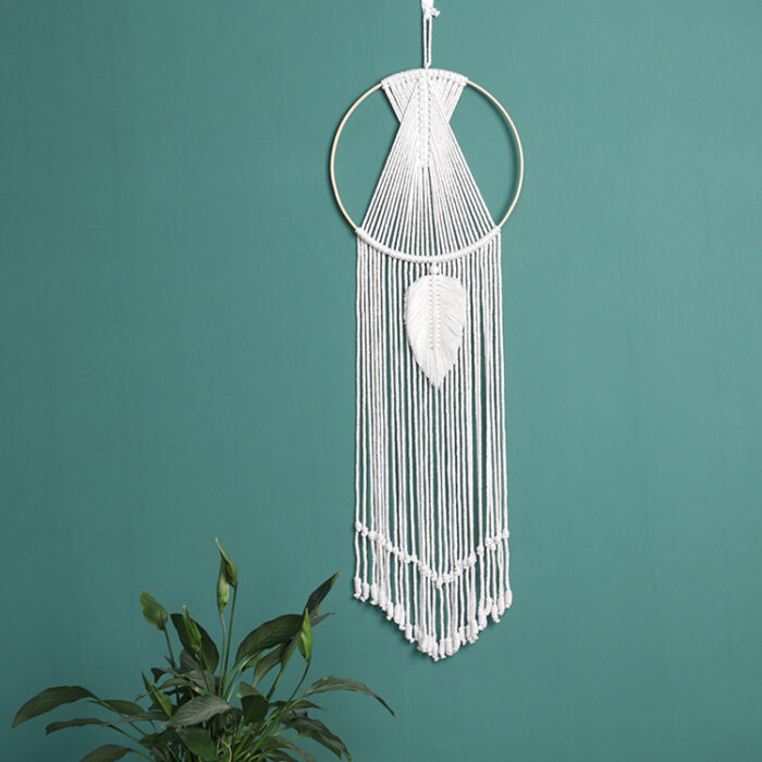 Leaf Macrame Wall Hanging Tapestry Cotton Woven Leaves Tassel Tapestries Door Porch Room Decorations Dorm Gifts - Image 7