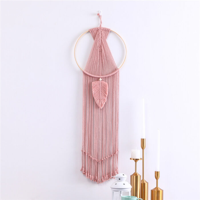 Leaf Macrame Wall Hanging Tapestry Cotton Woven Leaves Tassel Tapestries Door Porch Room Decorations Dorm Gifts - Image 4