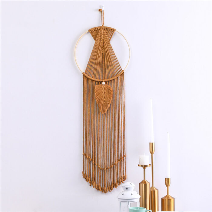 Leaf Macrame Wall Hanging Tapestry Cotton Woven Leaves Tassel Tapestries Door Porch Room Decorations Dorm Gifts - Image 5