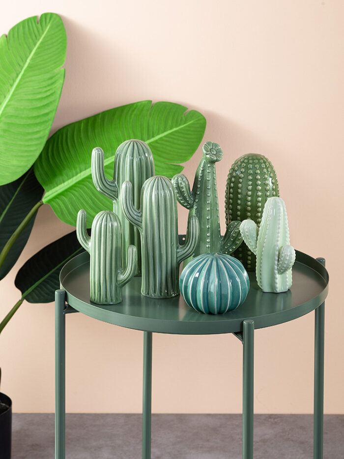 Nordic Style Creative Ceramic Cactus Ornaments Living Room Desktop Decorative Simulation Green Plant Figurine Home Decoration - Image 1
