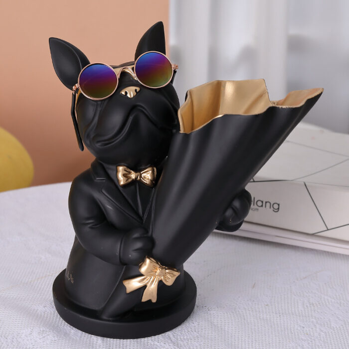 Home Decor,Figurine Miniature,French Bulldog,Sculpture,Desktop Flower Vase,Table Decoration,Modern,Living Room,Decorative Statue - Image 2