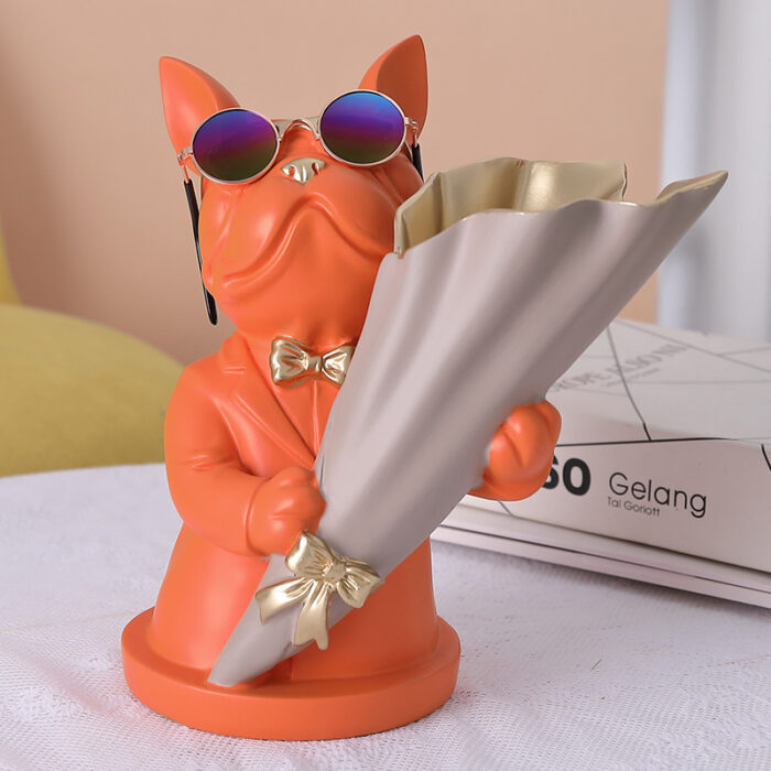 Home Decor,Figurine Miniature,French Bulldog,Sculpture,Desktop Flower Vase,Table Decoration,Modern,Living Room,Decorative Statue - Image 4