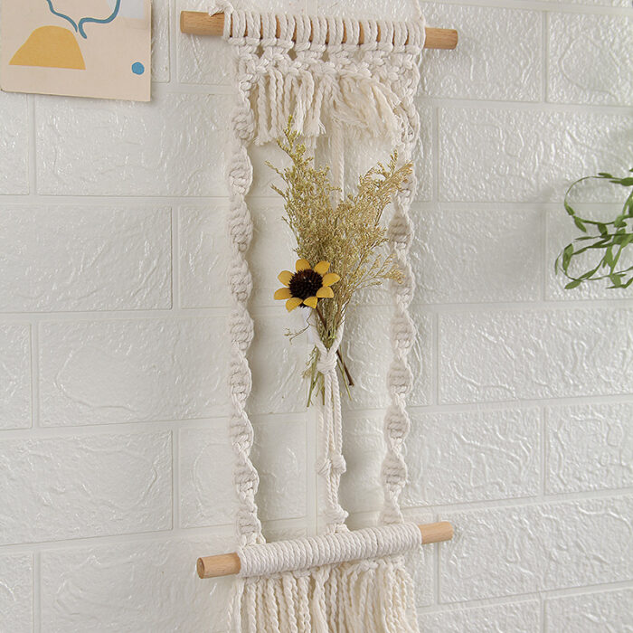 Woven Tapestry, Cotton Rope, Wall Hanging And Dried Flower Decoration - Image 1