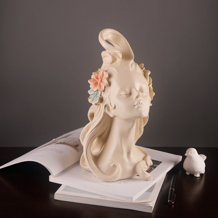 Flower Hair Girl Nordic Sculpture Ornament Resin - Image 4