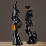 Black Couple Ornament Decoration Abstract Art Sculpture - Image 2
