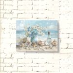 1 Piece Framed Wooden Canvas Painting, One Piece Blue Vase Floral Canvas Print, Wooden Frame Wall Art, Shell And Ocean Theme, Home And Office Decor, Suitable For Living Room, Bedroom, Kitchen, School - Image 3