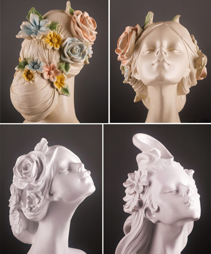 Flower Hair Girl Nordic Sculpture Ornament Resin - Image 6
