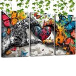 Framed 3pcs Graffiti Holding Hands Love Heart Canvas Wall Art Fashion Love Poster Painting Prints For Home Dining Room Living Room Wall Decor Artwork--Selling On Temu Is Prohibited