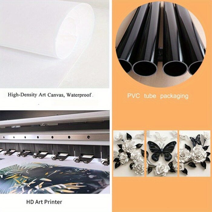 3 Pieces Set Of Framed Wall Art Canvas Prints Featuring A Black Butterfly And White Roses - Perfect For Home, Office, Living Room, Or Bedroom--Selling On Temu Is Prohibited - Image 2
