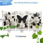 3 Pieces Set Of Framed Wall Art Canvas Prints Featuring A Black Butterfly And White Roses - Perfect For Home, Office, Living Room, Or Bedroom--Selling On Temu Is Prohibited - Image 4