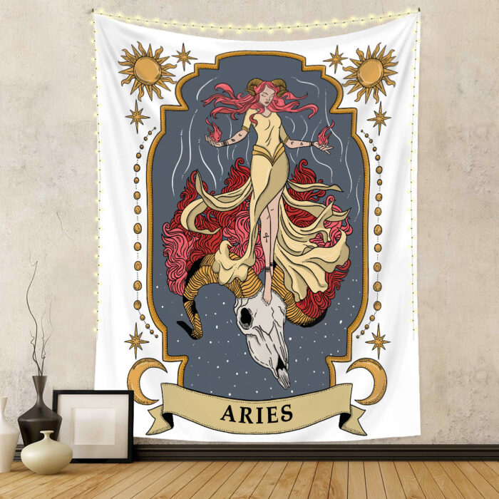 Twelve Constellation Tapestry Skull Tapestry Tarot Tapestry - Image 1