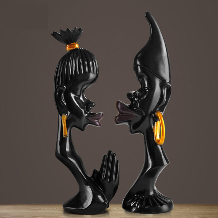 Black Couple Ornament Decoration Abstract Art Sculpture - Image 1
